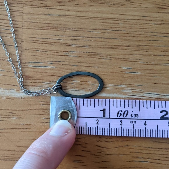 Sterling silver necklace with oxidized hammered oval pendant - Picture 7 of 7